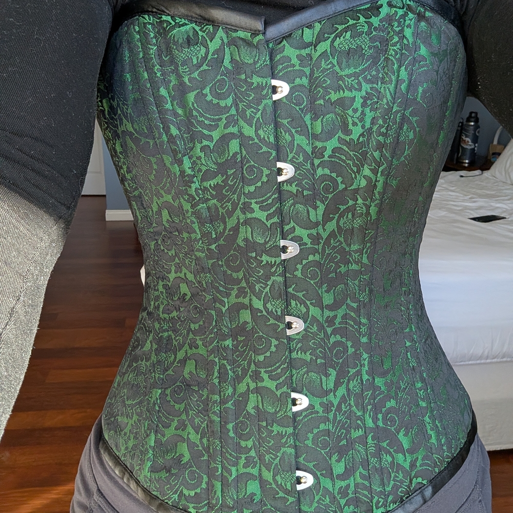 Green and Black Brocade Corset